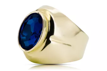 Каблучка Вінтаж стиль Сапфір 14K Жовте золото vrc296y